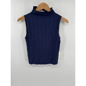 NWT AMO Lovely Tank Sz S Ruffled Mock Neck And Hem MSRP $118